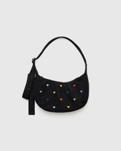 Load image into Gallery viewer, BAGGU Small Nylon Crescent Bag - Embroidered Hearts
