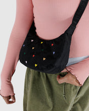 Load image into Gallery viewer, BAGGU Small Nylon Crescent Bag - Embroidered Hearts

